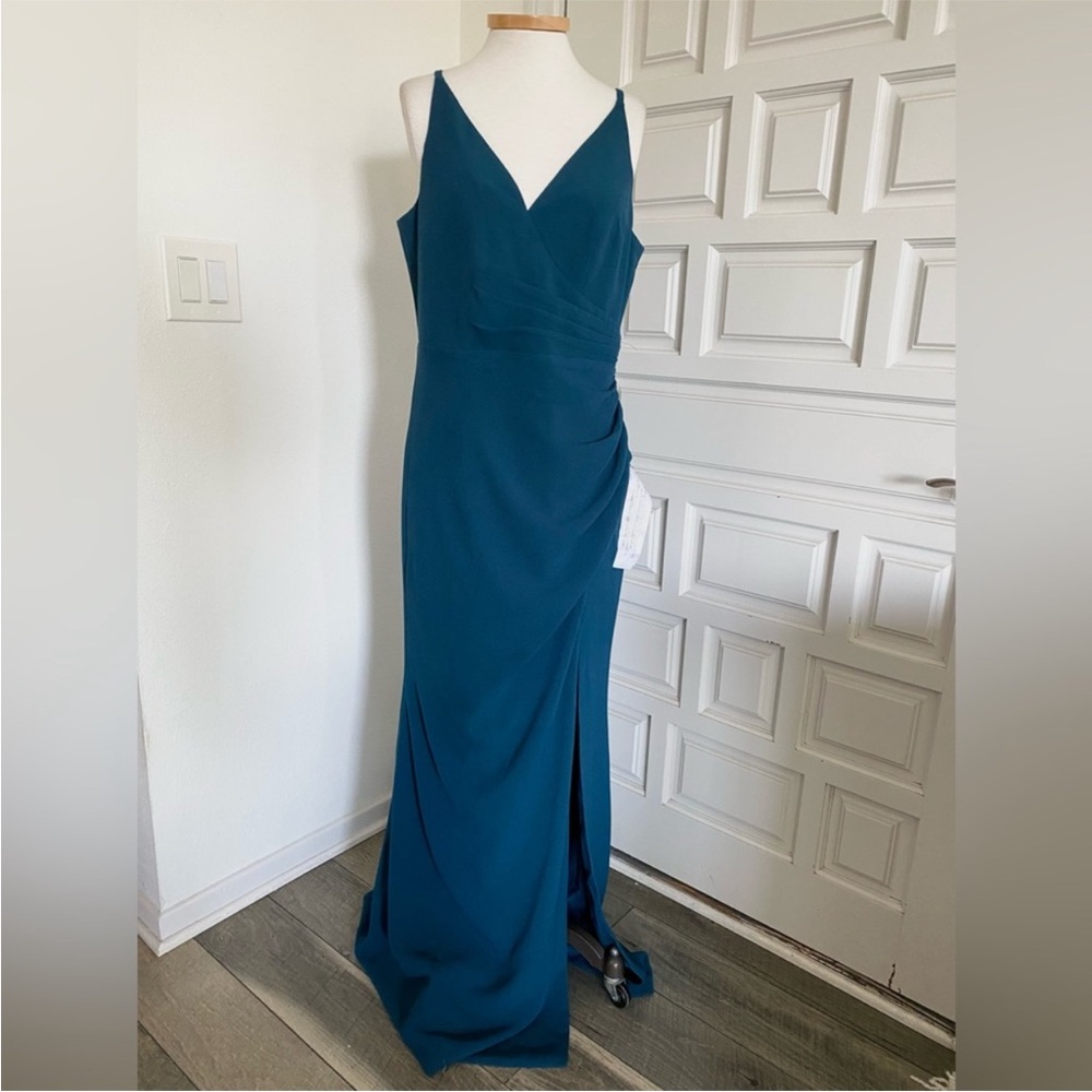 NWT Dress the Population Jordan Gown Peacock Teal Blue Dress Formal Holiday XL